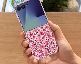 Custodia a libro con motivo floreale per Samsung Galaxy Z Flip 7 7FE, Galaxy Flip 6, ZFlip 5 4, custodia estetica antiurto