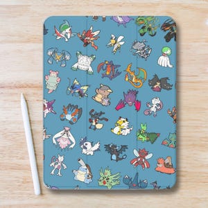PKM Fanart Aesthetic iPad Case w Pen Slot, Slim Trifold Stand iPad Flip Case for iPad Pro 13 12.9 11, iPad Air 13", Air 5 4, iPad Mini