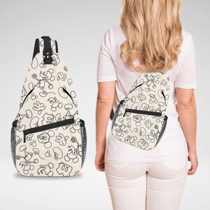 Cute Cartoon Pattern Aesthetic Cross Body Sling Bag, Chest Bag, Crossbody Backpack, Crossbody Handbags, Compatible with 11" iPad Tablet