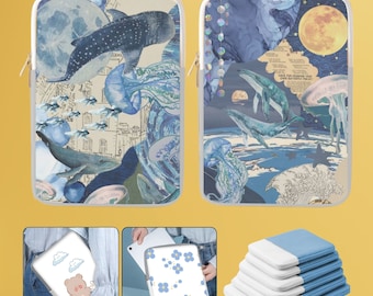 Cute Marine Life Aesthetic Scrapbook Collage Sleeve for 12 13 14 15 inch MacBook Air MacBook Pro, Laptop, iPad, iPad Pro Tablet Case Cover