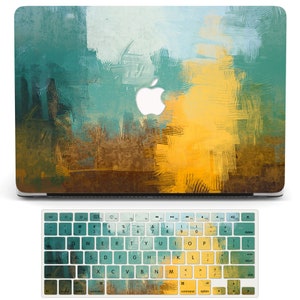 Personalized Initial Watercolor Print MacBook Case with Keyboard Cover for MacBook Air 13 15, MacBook Pro 13 14 16 inch, MacBook M1 M2 M3