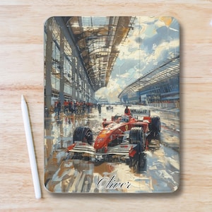 Capa personalizada para iPad com arte de fã de Fórmula 1, com compartimento para caneta, capa dobrável fina com suporte triplo para iPad Pro 13, 12,9 e 11, iPad Air 13" e iPad Mini.