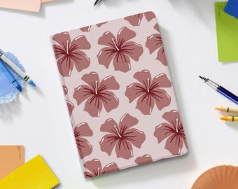 Pastel Hibiscus Bloom iPad Book Case w Pencil Holder for iPad Pro 13" 12.9" 11", iPad A16, 11 10 Gen, iPad Air 13 11 10.9 inch, iPad Mini