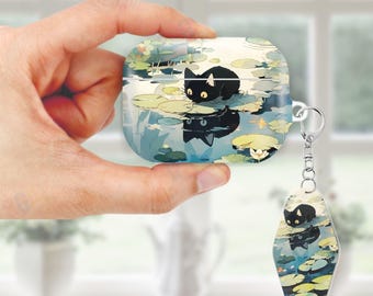 AirPods Pro 稼動品 美品 アニメ黒猫アート美的AirPodsケース、AirPods Pro 2 1、AirPod 4 3