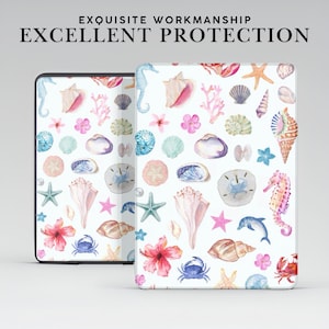 Custodia Kindle con estetica a conchiglia da spiaggia e impugnatura per Kindle Paperwhite 12/11 da 7"/6,8", Kindle Colorsoft Signature, Kindle 11/10/8