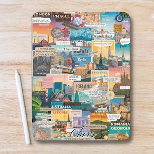 Personalized City Collage Aesthetic iPad Case w Pen Slot, Slim Trifold Stand iPad Flip Case for iPad Pro 13 12.9 11, iPad Air 13", iPad Mini