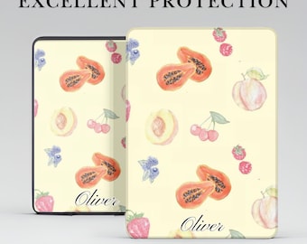 Funda personalizada con estampado de frutas y agarre para Kindle Paperwhite 12/11 de 7"/6.8", Kindle Scribe, Kindle Colorsoft, Kindle 11/10/8".