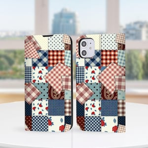 Handyhülle im Patchwork-Stil mit Brieftaschen-Design für iPhone 17, 16 Pro Max, iPhone 17, 17e, 16, 16e, 15, 14, iPhone Pro Max, iPhone Pro Plus und iPhone Air