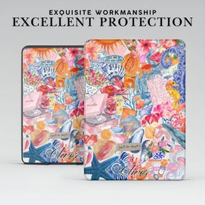Custodia personalizzata per Kindle con impugnatura a tema cibo e bevande, compatibile con Kindle Paperwhite 12 11 da 7"/6,8", Kindle Colorsoft Signature Edition, Kindle 11 10 8".