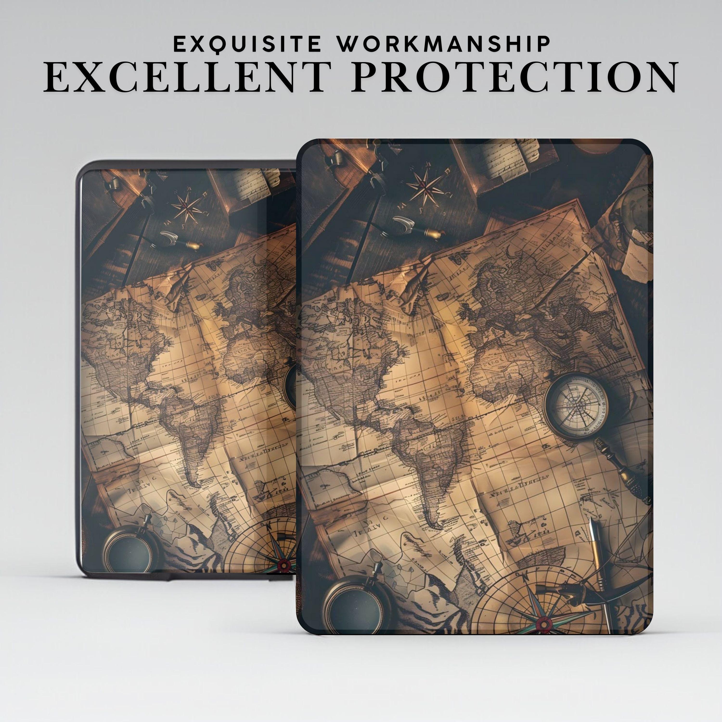 World Map Kindle Case with Hand Grip for Kindle 6" 6.8" 7 inch, Paperwhite 12 11, Kindle Colorsoft/Scribe/Oasis, Kindle 10 11 2024/2022