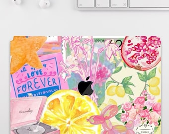 Cute Aesthetic Pattern Scrapbook MacBook Case for MacBook Air 15 13, MacBook Pro 16 14 13 inch, MacBook M3 M2 M1, Collage Cover