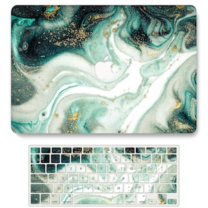 Personalized Initial Marble Laptop MacBook Case with Keyboard Cover for MacBook Air 13, MacBook Pro 13 14 16 inch, A2442 A2681 A2337 A2338