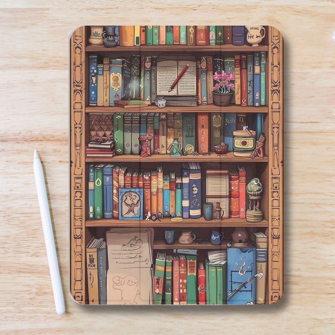 Bookshelf Aesthetic iPad Case W Pen Slot, Slim Trifold Stand iPad Flip ...