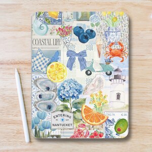 Summer Collage Aesthetic iPad Case w Pen Slot, Slim Trifold Stand iPad Flip Case for iPad Pro 13 12.9 11, iPad Air 13", Air 5 4, iPad Mini