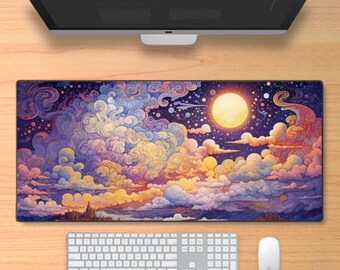 Celestial Moon Sun Desk Mat, Large Extended Gaming Mouse Pad, Non-Slip Desk Pad for Laptop, Computer, Desktop, Keyboard