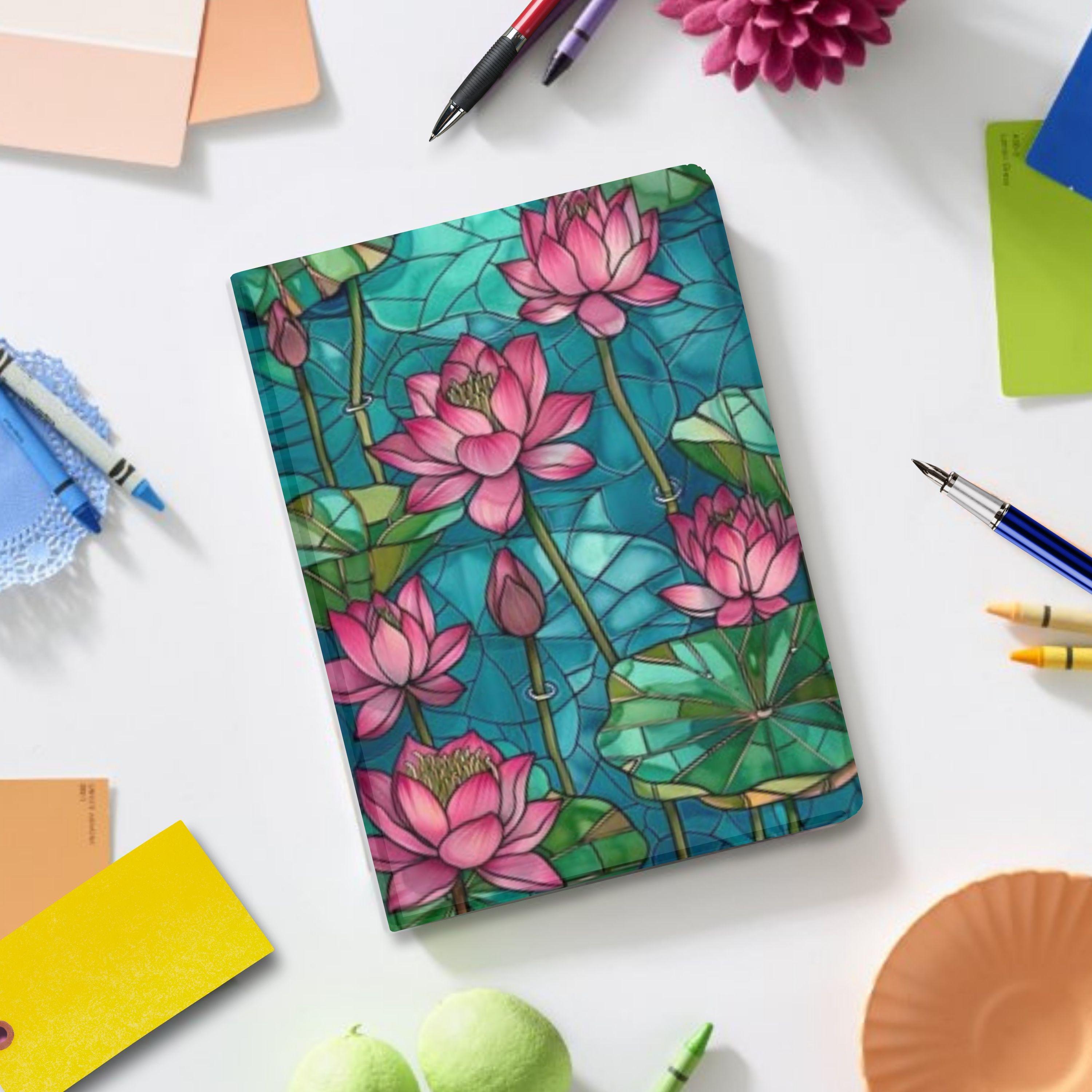 Lotus Art Aesthetic iPad Book Stand Case for iPad Pro 13 12 11, iPad Air 13", iPad Air 5 4, iPad 10 9, iPad Mini, Cover w Pen Slot
