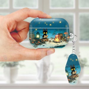 Cute Cozy Lo-Fi Cat Kitten AirPods Case for AirPods Pro 3 2 1, AirPods 4 3, AirPod 2 1 Gen, Aesthetic Cover with Keychain, Anti Lost Strap