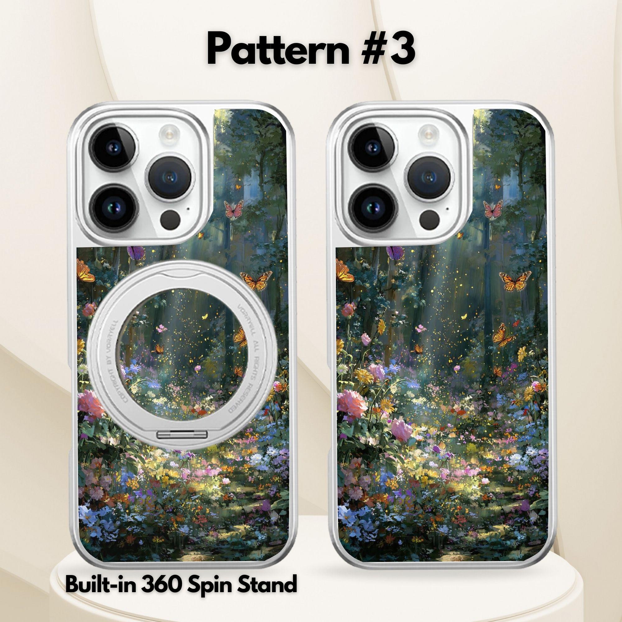 Wildflower 360 Spin Magnetic Stand Leather Phone Case for iPhone