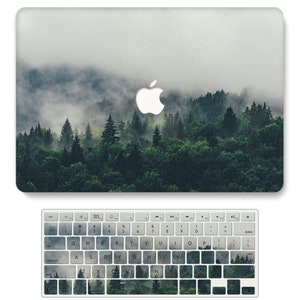 Coque MacBook personnalisée Initial Landscape Forest avec protège-clavier pour MacBook Air 13 15, MacBook Pro 13 14 16 pouces, MacBook M1 M2 M3