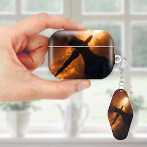 Fiery Dragon Fanart AirPods Case for AirPods Pro 2 1, AirPods 4 3, AirPod 2 1 Gen, Aesthetic Cover with Keychain, Anti Lost Strap