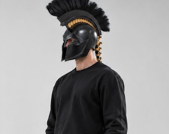 Agamemnon-helm voor Odyssee-kostuum, Halloween-cosplay, masker geïnspireerd op Spartaanse krijgers, draagbaar LARP-display, inclusief helmstandaard