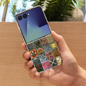 Süße Funky Tile Print Galaxy Flip Handyhülle für Samsung Galaxy Z Flip 7 7FE, Galaxy Flip 6, ZFlip 5 4, stoßdämpfende ästhetische Abdeckung