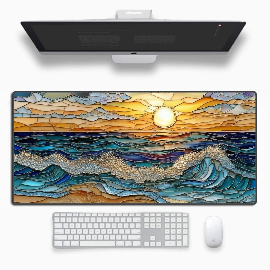 Sunset Art Aesthetic Desk Mat, Large Extended Gaming Mouse Pad, Non ...