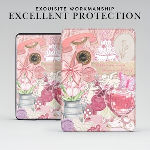 Custodia Kindle estetica a tema rosa con impugnatura per Kindle Paperwhite 12/11 da 7"/6,8", Kindle Colorsoft Signature Edition, Kindle 11/10/8