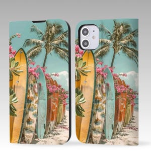 Sommer Strand ästhetik Geldbörse Flip Handyhülle für iPhone 16 Pro Max, iPhone 16 15 14 13 12, iPhone Pro Max, iPhone Pro, iPhone Plus