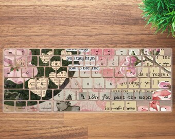 Cute Aesthetic Floral Scrapbook MacBook Keyboard Cover for MacBook Pro 13 14 16 inch, MacBook Air 13 15, Laptop Keyboard Skin