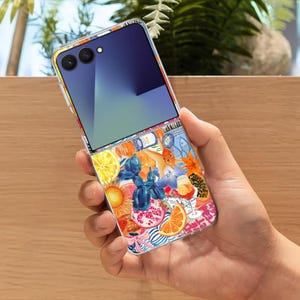 Süße Collage Muster Galaxy Flip Handyhülle für Samsung Galaxy Z Flip 7 7FE, Galaxy Flip 6, ZFlip 5 4, stoßdämpfende ästhetische Abdeckung