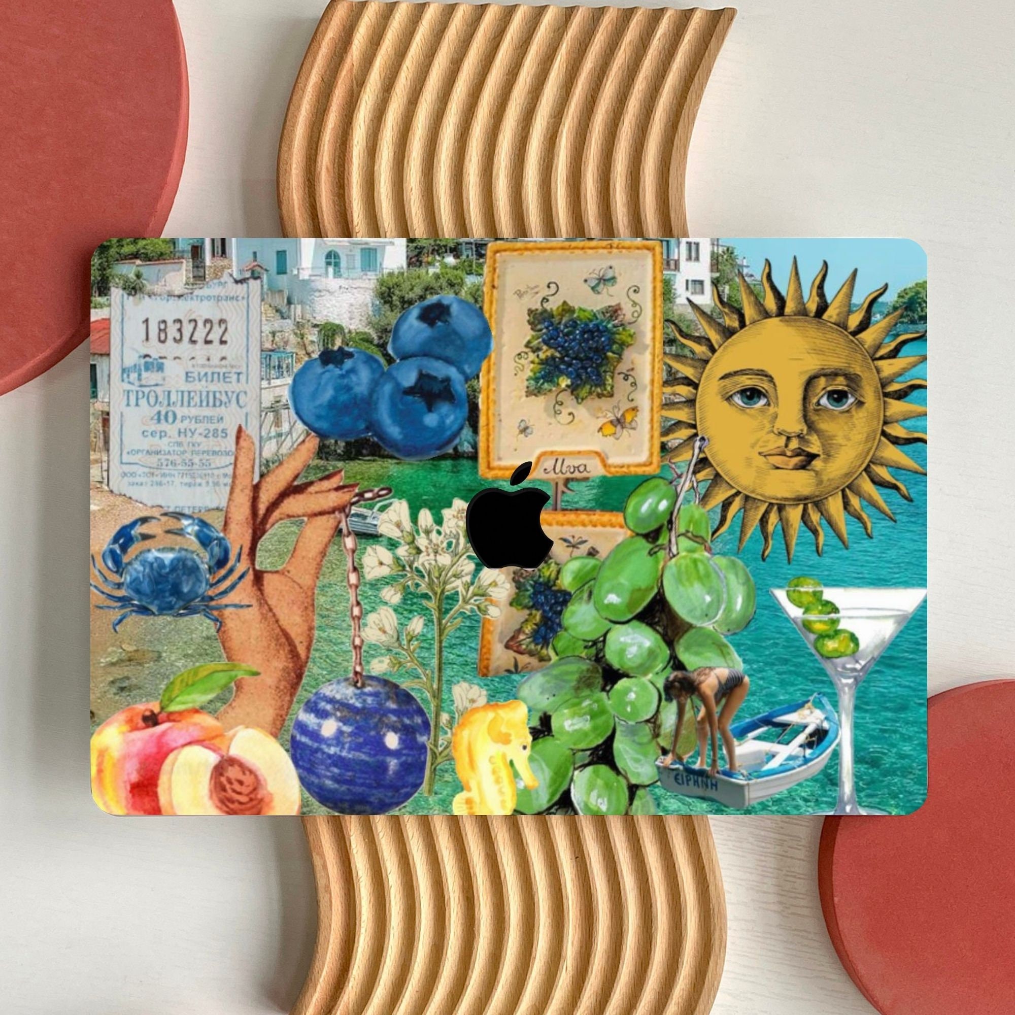 Cute Sun Fruit Aesthetic MacBook Case for MacBook Air 15 13, MacBook Pro 16 14 13 inch, MacBook M4 M3 M2, MacBook 2025 Collage Cover
