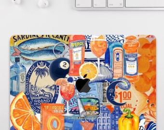 Cute Fruit Drink Aesthetic Scrapbook MacBook Case for MacBook Air 15 13, MacBook Pro 16 14 13 inch, MacBook M3 M2 M1, Collage Case Cover