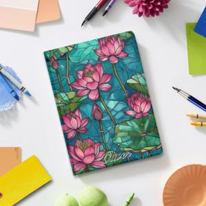 Capa personalizada com suporte para iPad, em formato de livro, com arte de lótus, compatível com iPad Pro 13, 12 e 11 polegadas, iPad Air 13", iPad Air, iPad 10 e 9, iPad Mini e compartimento para caneta.