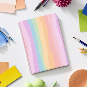 Rainbow Abstract Stripes iPad Book Case w Pencil Holder for iPad Pro 13" 12.9" 11", iPad A16, 11 10 Gen, iPad Air 13 11 10.9 inch, iPad Mini