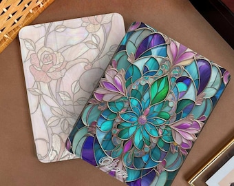 Personalized Stained Glass Art iPad Case w Pen Slot, Slim Trifold Stand iPad Flip Case for iPad Pro 13 12.9 11, iPad Air 13", iPad Mini