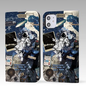 Astronaut Weltraum Ästhetik Flip-Case für iPhone 16 Pro Max, iPhone 16 15 14 13 12, iPhone Pro Max, iPhone Pro, iPhone Plus