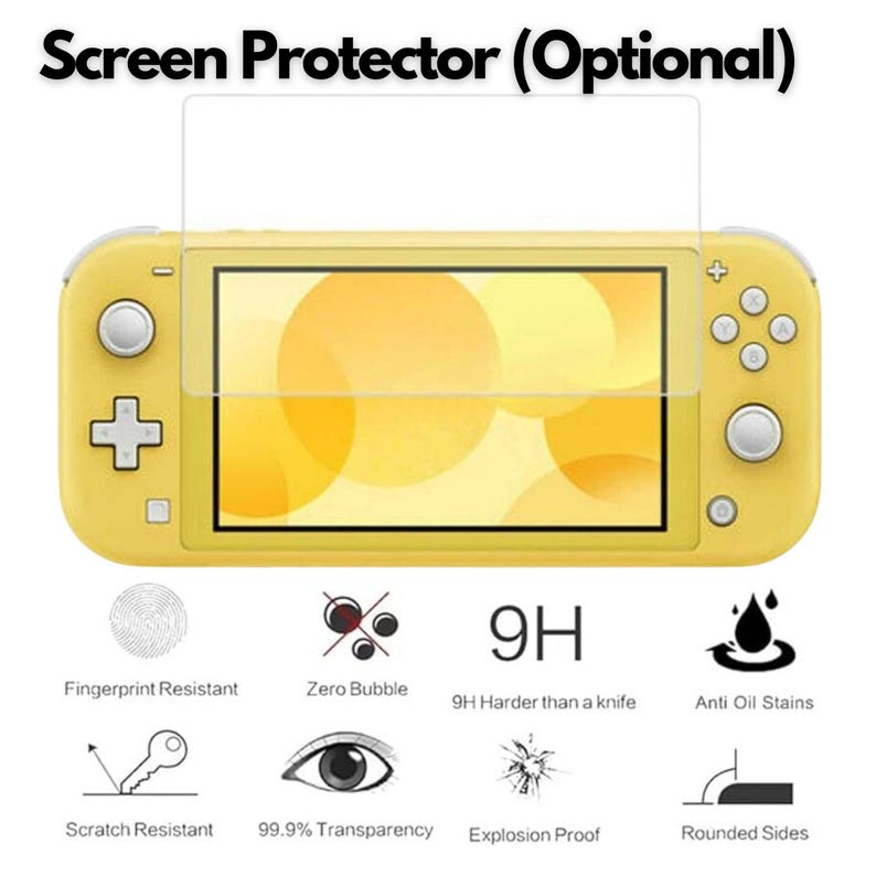 Puede incluir: Una consola de juegos port&aacute;til amarilla con un protector de pantalla. El protector de pantalla es transparente y opcional. Caracter&iacute;sticas: resistencia a huellas dactilares, cero burbujas, dureza 9H, anti-manchas de aceite, resistencia a ara&ntilde;azos, 99,9% de transparencia, a prueba de explosiones y bordes redondeados.