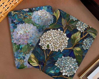 Floral Hydrangea iPad Case w Pencil Holder, Trifold Stand Cover for iPad Pro 13" 12.9" 11", iPad A16 11 10 Gen, iPad Air, iPad Mini A17 Pro