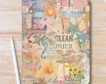 Personalized Ocean Beach Collage iPad Case w Pen Slot, Slim Trifold Stand iPad Flip Case for iPad Pro 13 12.9 11, iPad Air 13", iPad Mini