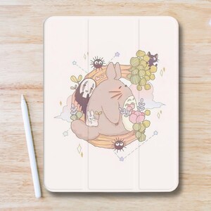 Cartoon Fanart Aesthetic iPad Case w Pen Slot, Slim Trifold Stand iPad Flip Case for iPad Pro 13 12.9 11, iPad Air 13", Air 5 4, iPad Mini