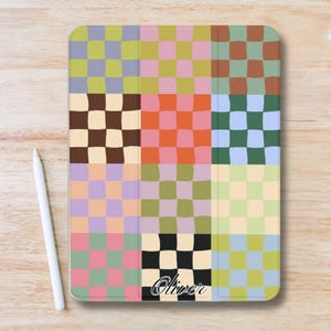 Personalized Checkered Pattern iPad Case w Pen Slot, Slim Trifold Stand iPad Flip Case for iPad Pro 13 12.9 11, iPad Air 13", iPad Mini