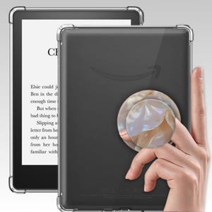 Custodia Kindle trasparente con impugnatura magnetica in conchiglia di perle per Kindle Paperwhite 12/11 da 7"/6,8", Kindle Colorsoft Signature, Kindle 11/10/8