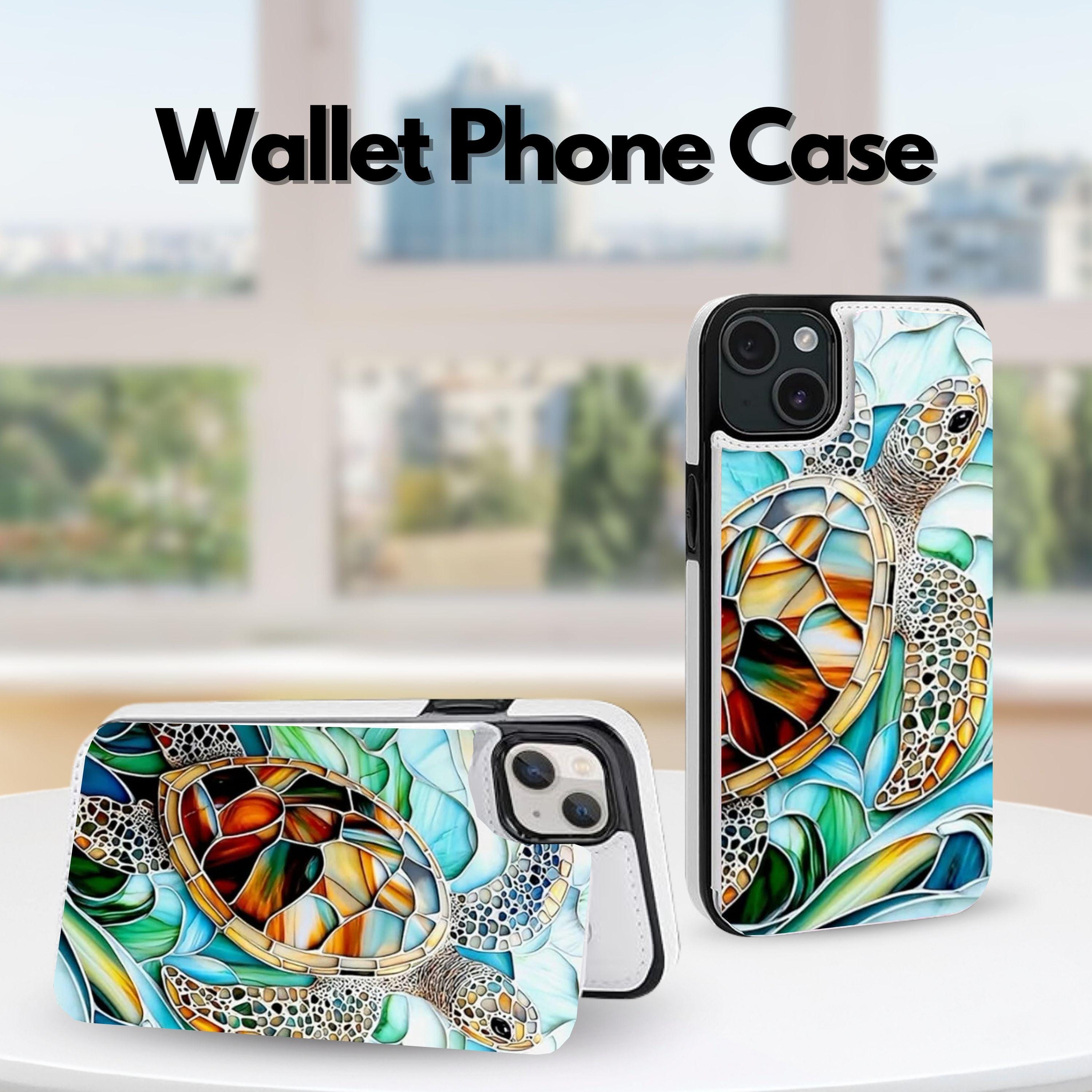 Sea Turtle Stained Glass Wallet Flip iPhone Case for iPhone 17 16