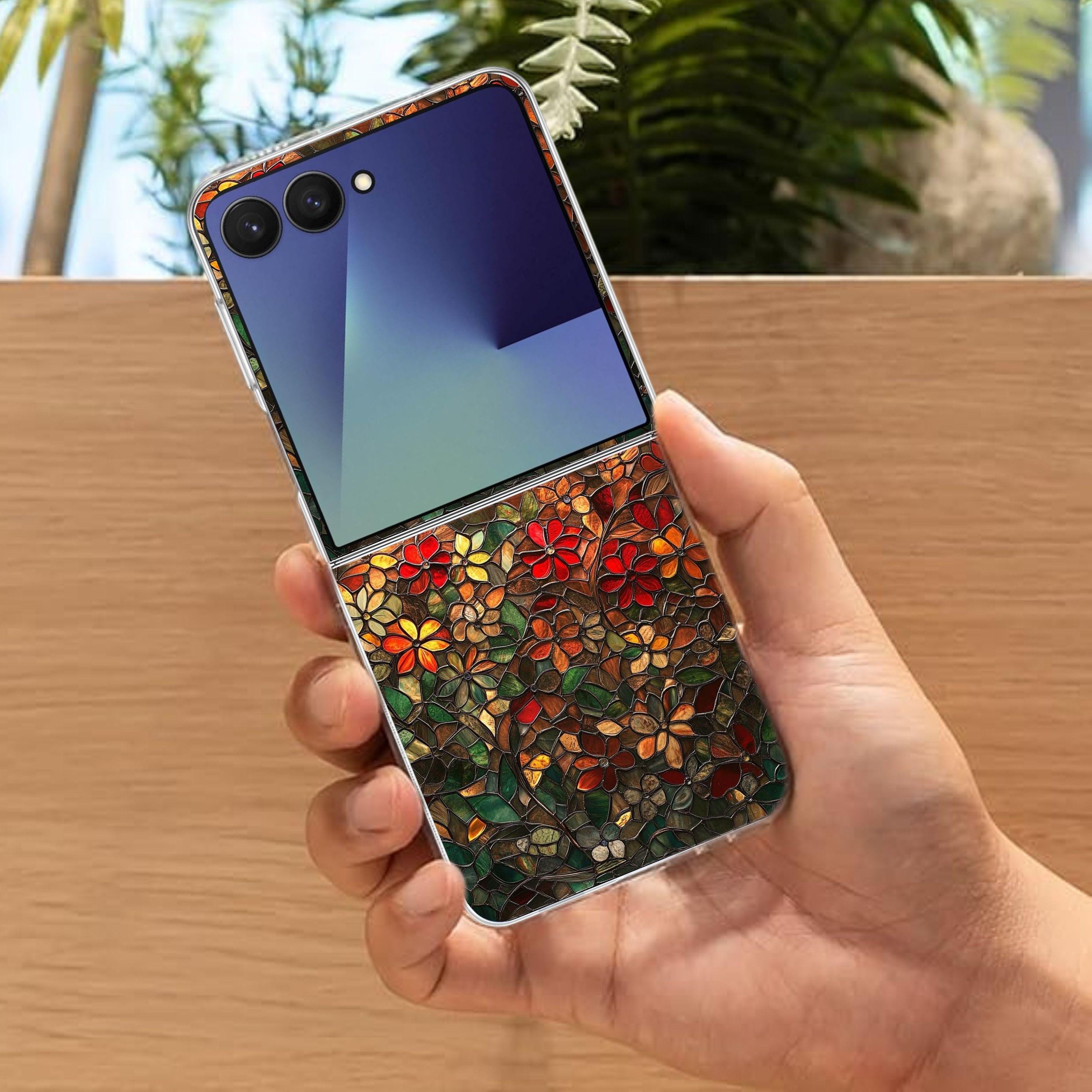 Botanical Stained Glass Galaxy Flip Phone Case for Samsung Galaxy