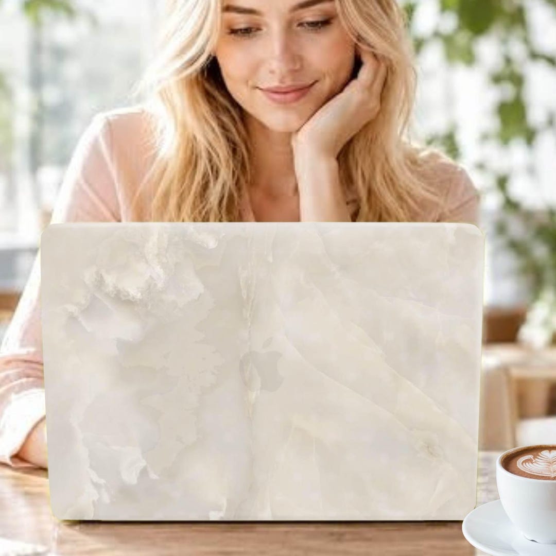 White Stone Marble Laptop Case for MacBook Neo, MacBook Air 15 13