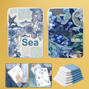 Blue Ocean Life Aesthetic Scrapbook Laptop Sleeve Case für 12 13 14 Zoll iPad Pro, MacBook Air, MacBook Pro, Laptop, Tablet