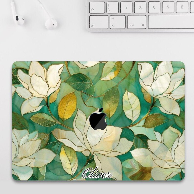 Personalized Stained Glass Floral MacBook Case for MacBook Air 15 13 ...