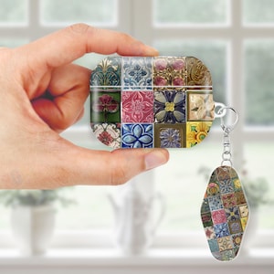 Leuke Funky Tile AirPods-hoes voor AirPods Pro 3 2 1, AirPods 4 3, AirPod 2 1 Gen, esthetische hoes met sleutelhanger, anti-verloren riem