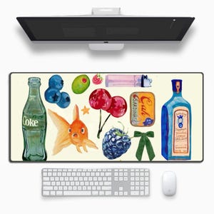 Vibrant Patterns Collage Desk Mat, Large Rubber Mouse Pad, Water Repellent Table Cover Desk Pad for Writing, Laptop, Desktop
